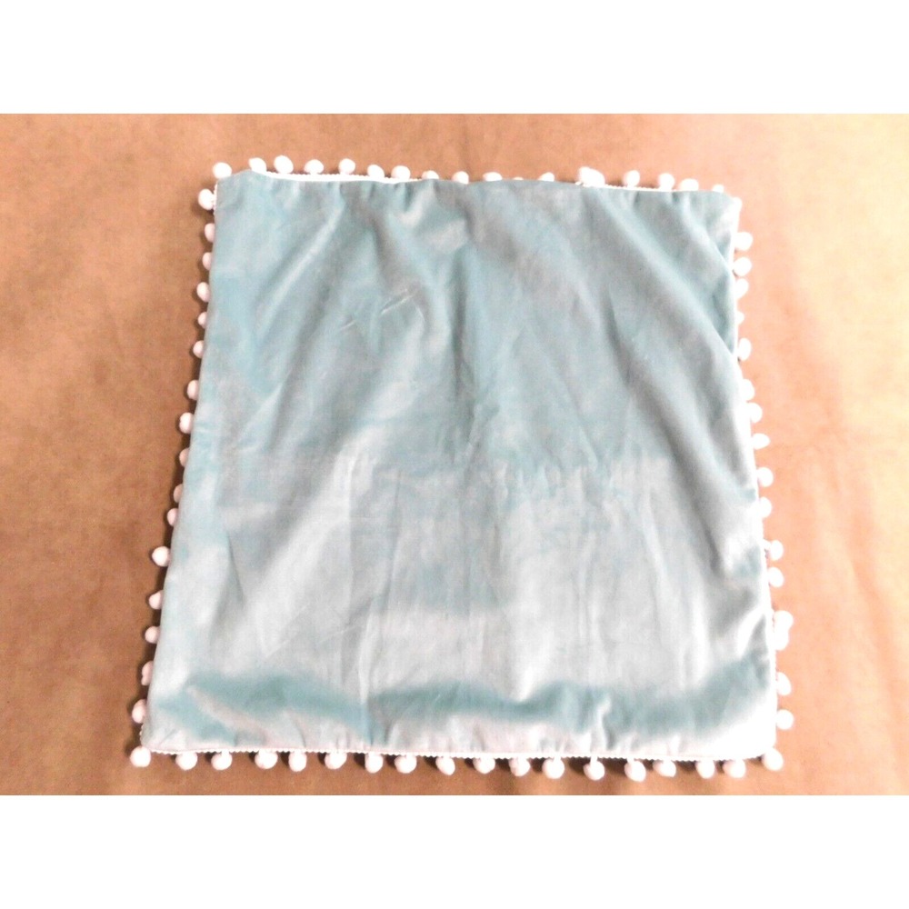 Decorative Throw Pillow Cover 17" x 17" with pom pom fringe  Mint green No brand